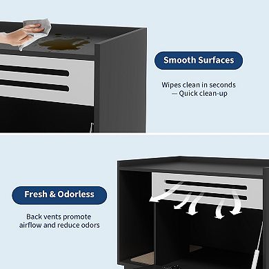 ANIXOL Hidden Ventilated Engineered Wood Cat Litter Box Cabinet