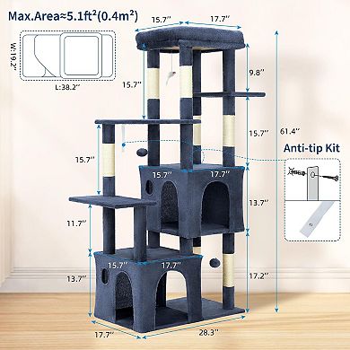 ANIXOL Multi-Level Plush Particle Board Cat Tree Tower
