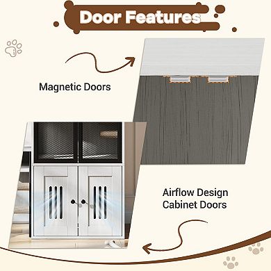 ANIXOL Cat Litter Box Enclosure with Plush Hammock Sisal Ladder Cabinet