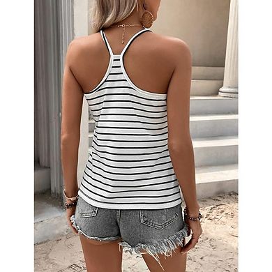 Womens Ribbed Casual Sleeveless Fitted Basic Cami Shirts Slim Tank Top