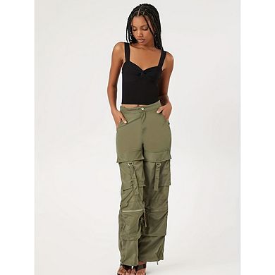Women Casual Ribbed Knit Twist-Front Tank Top Camisole Sleeveless Backless Crop Top