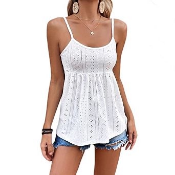 Women's Spaghetti Strap Tank Tops Dressy Casual Flowy Sleeveless Summer Fashion Beach Vacation Top