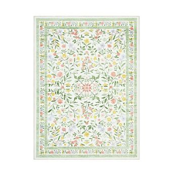 Floral rug for living room washable rug non-slip ultra-thin Bohemian floral indoor rug