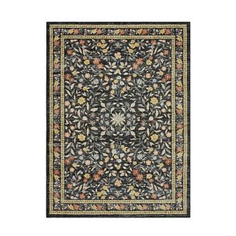 Floral rug for living room washable rug non-slip ultra-thin Bohemian floral indoor rug