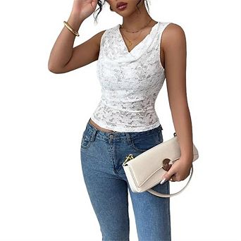 Women's Dressy Lace Tank Tops Trendy Casual Sleeveless Elegant Blouse Summer Top