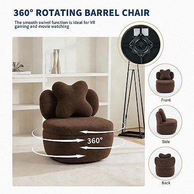 ANIXOL 360° Swivel Teddy Velvet Storage Accent Chair