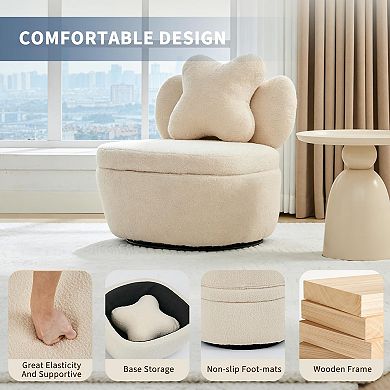 ANIXOL 360° Swivel Teddy Velvet Storage Accent Chair