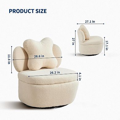 ANIXOL 360° Swivel Teddy Velvet Storage Accent Chair