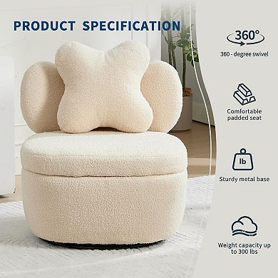 ANIXOL 360° Swivel Teddy Velvet Storage Accent Chair