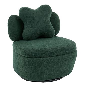 ANIXOL 360° Swivel Teddy Velvet Storage Accent Chair