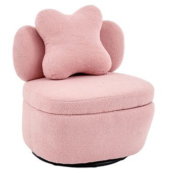 ANIXOL 360° Swivel Teddy Velvet Storage Accent Chair