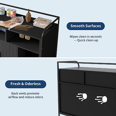 ANIXOL Hidden Barn Door Engineered Wood Cat Litter Box Cabinet