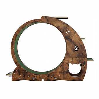 ANIXOL Multifunctional Wood Cat Exercise Wheel with Scratching Runway