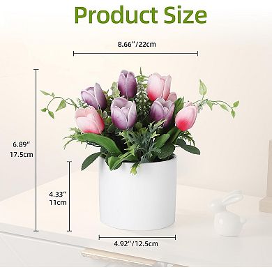 10 Pcs Artificial Tulips Flowers, Real Touch Faux Tulip Stems for Vase, Home Wedding Decorations
