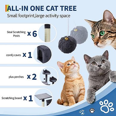 ANIXOL Multi-Level Plush Particle Board Cat Tree Tower