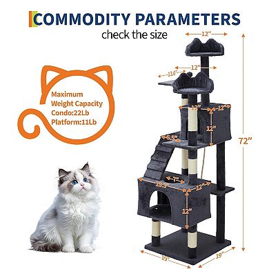 ANIXOL Multi-Level Plush Particle Board Cat Tree Tower