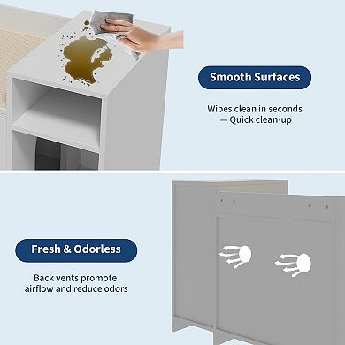 ANIXOL Hidden Retro Wood Engineered Cat Litter Box Cabinet