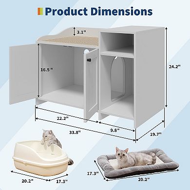 ANIXOL Hidden Retro Wood Engineered Cat Litter Box Cabinet