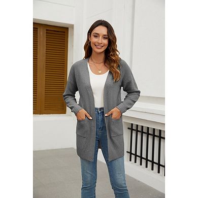 Women's Casual Long Knit Cardigan Solid Color Long Sleeve Sweater Soft Knit Oversized Loose Cardigan