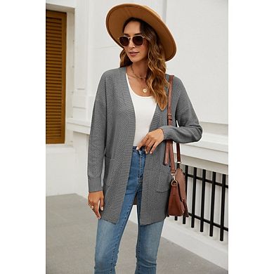 Women's Casual Long Knit Cardigan Solid Color Long Sleeve Sweater Soft Knit Oversized Loose Cardigan