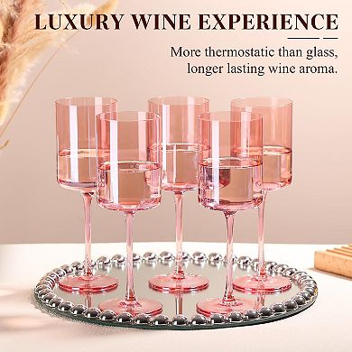 6-14 Oz Hand-Blown Square Crystal Wine Glasses Gift for Women Party Gift