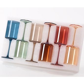 6-14 Oz Hand-Blown Square Crystal Wine Glasses Gift for Women Party Gift