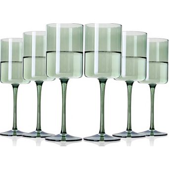 6-14 Oz Hand-Blown Square Crystal Wine Glasses Gift for Women Party Gift