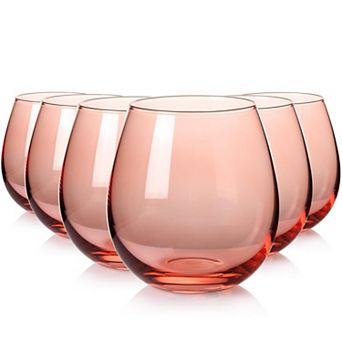 6-15 Oz Hand-Blown Stemless Wine Glasses Gift for Celebrations