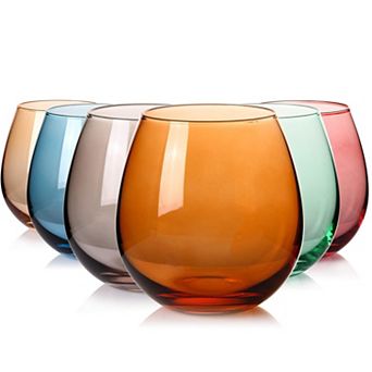 6-15 Oz Hand-Blown Stemless Wine Glasses Gift for Celebrations