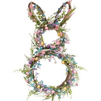 26”Foldable Bunny Easter Wreath Egg Decor Door Garden