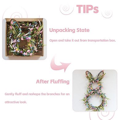 26”Foldable Bunny Easter Wreath Egg Decor Door Garden