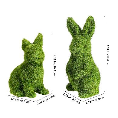2PC Easter Bunny Faux Moss Rabbit Spring Garden Table Decor