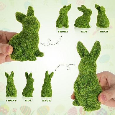 2PC Easter Bunny Faux Moss Rabbit Spring Garden Table Decor