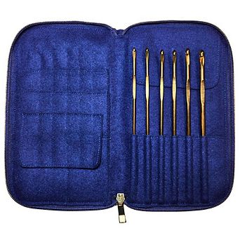 Crochet Hook Set Ebony Sizes E, F, G, 7, H, I w/custom case