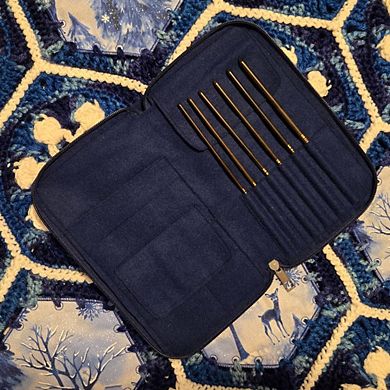 Crochet Hook Set Ebony Sizes E, F, G, 7, H, I w/custom case