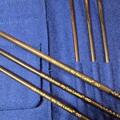 Crochet Hook Set Ebony Sizes E, F, G, 7, H, I w/custom case