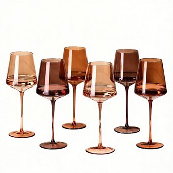 6-18oz Hand Blown Crystal Stemmed Wine Glasses for Fall Winter Dining Gift