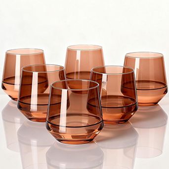 6-14 Oz Stemless Wine Glasses Gift Set for Parties Weddings