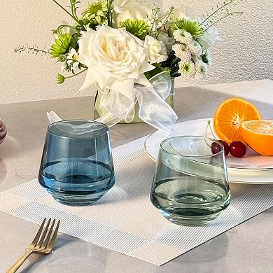 6-14 Oz Stemless Wine Glasses Gift Set for Parties Weddings