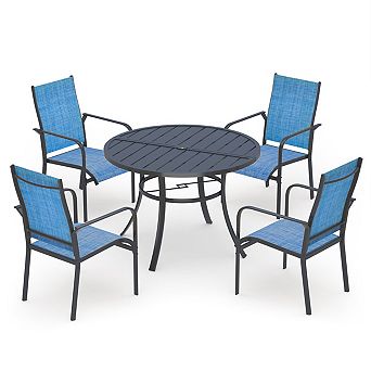 EROMMY 5 pc Patio Dining Set, Outdoor Dining Table And Chairs Set For 4