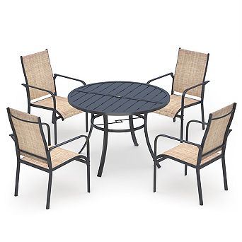 EROMMY 5 pc Patio Dining Set, Outdoor Dining Table And Chairs Set For 4