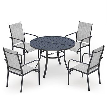 EROMMY 5 pc Patio Dining Set, Outdoor Dining Table And Chairs Set For 4