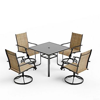 EROMMY 5 pc Patio Dining Set, Outdoor Dining Table And Chairs Set For 4