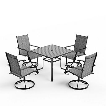 EROMMY 5 pc Patio Dining Set, Outdoor Dining Table And Chairs Set For 4
