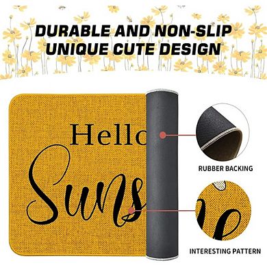 Hello Sunshine Floral Kitchen Rug Set of 2 Non Slip Washable