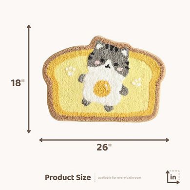 Cute Toast Cat Microfiber Non Slip Bath Mat