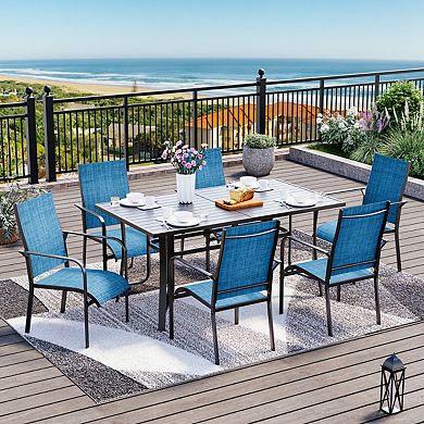 EROMMY 7 Piece Patio Dining Set, Outdoor Dining Table And Chairs Set For 6