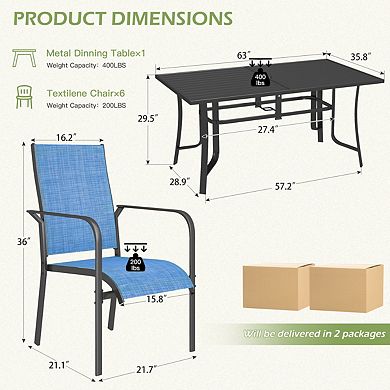 EROMMY 7 Piece Patio Dining Set, Outdoor Dining Table And Chairs Set For 6