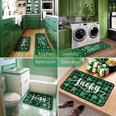 St Patricks Day Shamrock Truck Kitchen Rug Set of Two