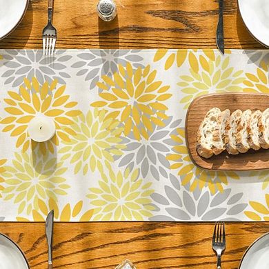 Yellow Dahlia Floral Summer Table Runner for Kitchen Dining Table Decor 13x72 Inch